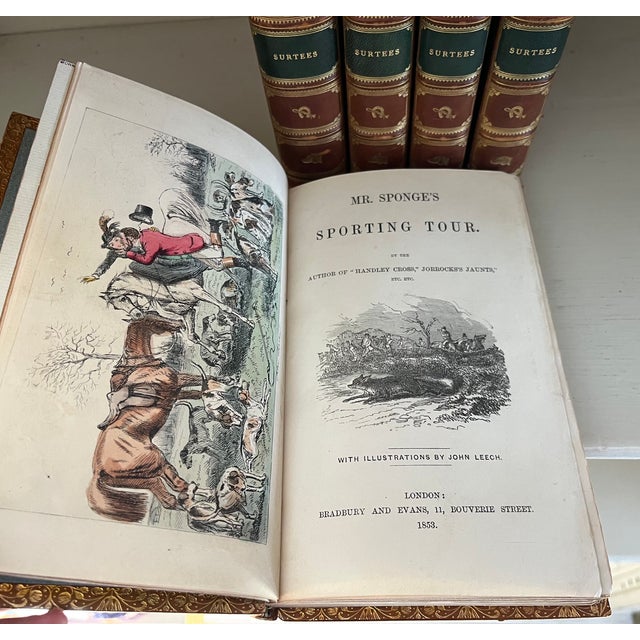 Tan Antique 19th Century Fine Leather Bindings - Books by Robert Smith Surtees - 5 Volumes For Sale - Image 8 of 11