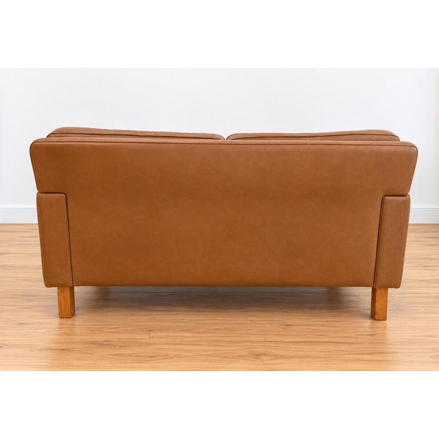 Mid-Century Modern Scandinavian Two-Seater Cognac Leather Sofa, 1960s For Sale - Image 6 of 11