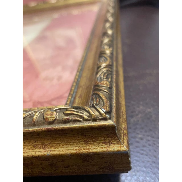 Traditional Vintage Floral Framed Prints – Set of 2, Ornate Gold Gilt Frames With Burgundy Matting, Traditional Wall Art For Sale - Image 3 of 10