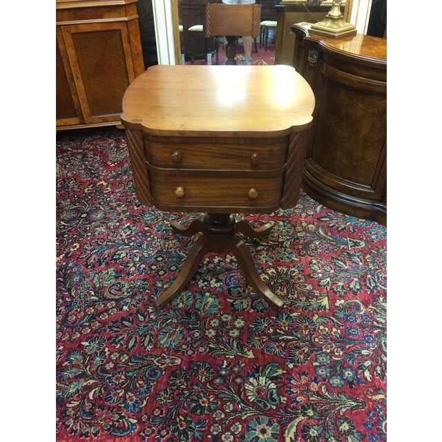 Traditional Antique Cherry and Mahogany Two Drawer Table For Sale - Image 3 of 9
