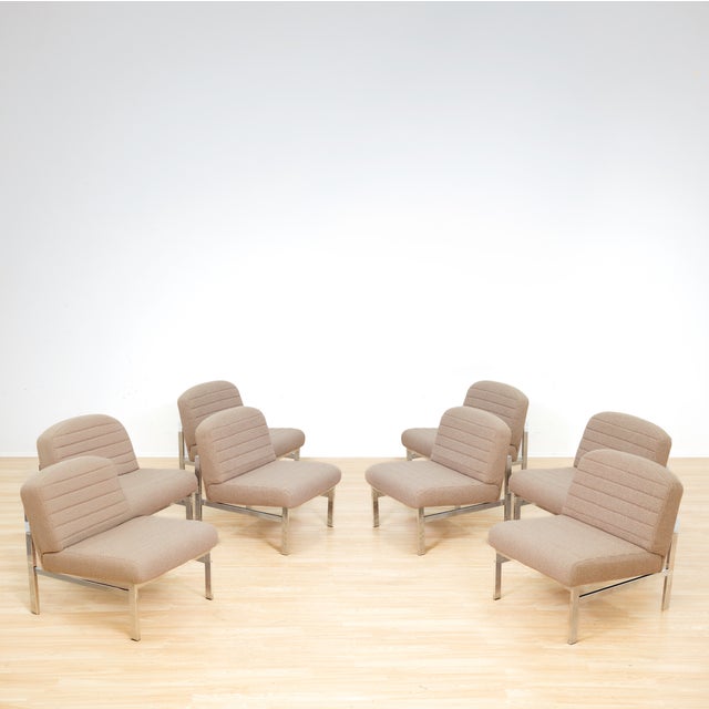 Set of Eight British Mid-Century Modern Chrome-Framed Modular Lounge Chairs For Sale - Image 12 of 16