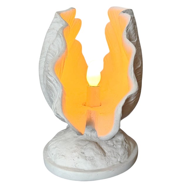 Sculpture Materials Contemporary Plaster Clam Shell Table Lamps - a Pair For Sale - Image 7 of 16