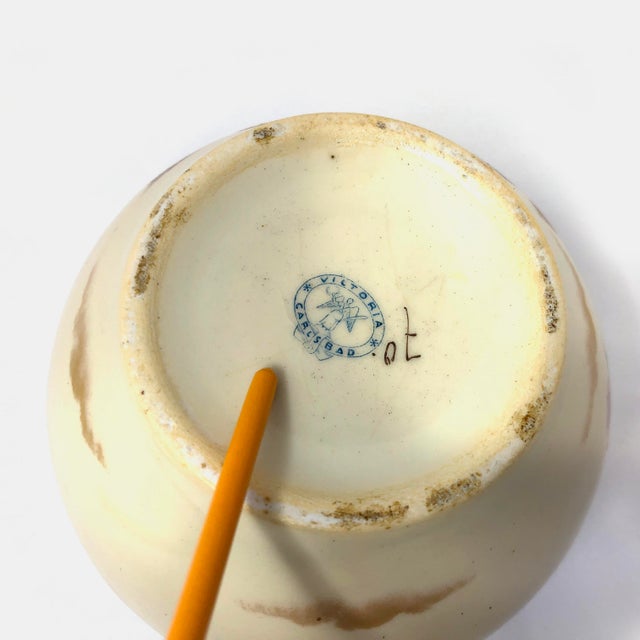 Light Yellow Antique Hand Painted Victoria Carlsbad Vase For Sale - Image 8 of 8