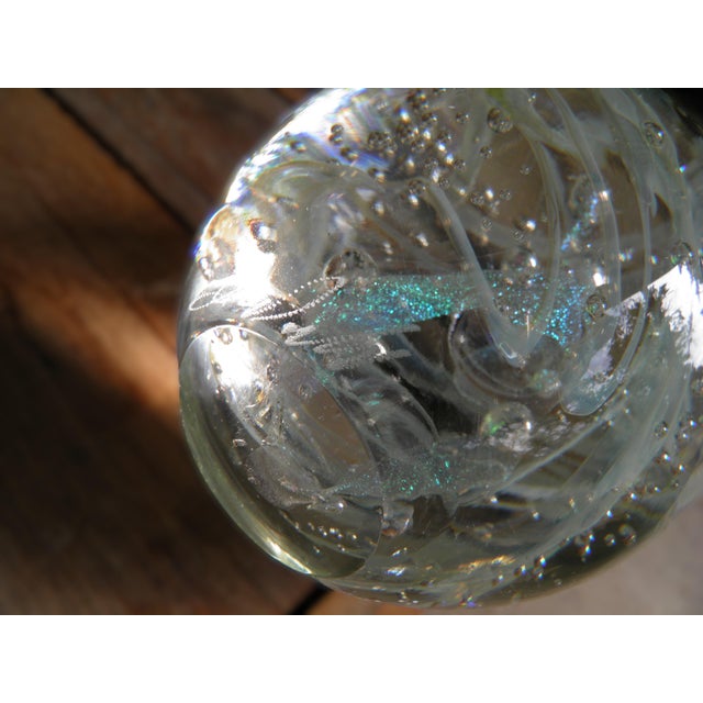 Vintage Signed Stunning Bullicante & Iridescent Art Glass Paperweight For Sale - Image 17 of 17