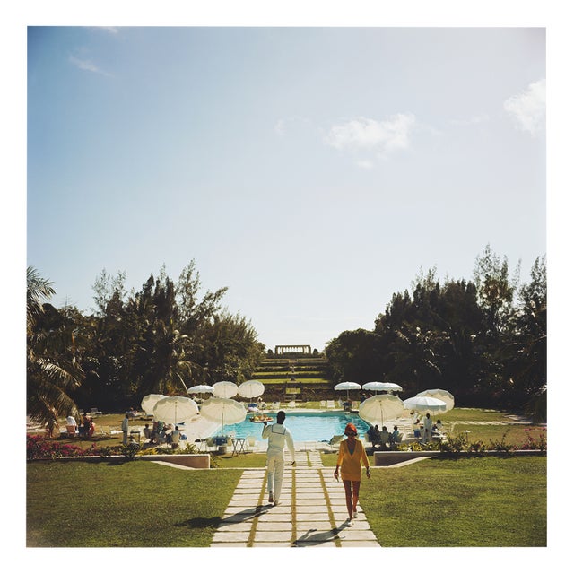 Slim Aarons, Dining in the Bahamas, Estate Stamped Photographic Print For Sale