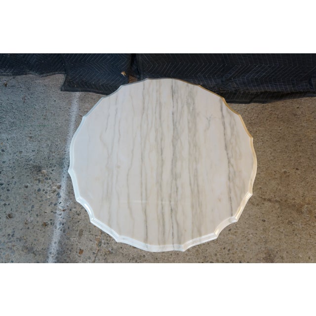 Mid Century Italian Marble Scalloped Pedestal Side Table Sculpture Stand For Sale - Image 6 of 16
