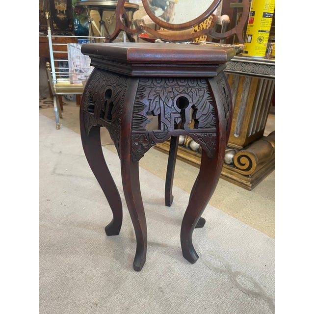 Wood Antique Chinese Carved Wood Pedestal/Stool, C.1940s For Sale - Image 7 of 8