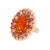 12.39 Carats Multi-Colored Gemstones Diamond 14k Rose Gold Sunflower Halo Ring, Size 7 For Sale In Los Angeles - Image 6 of 6