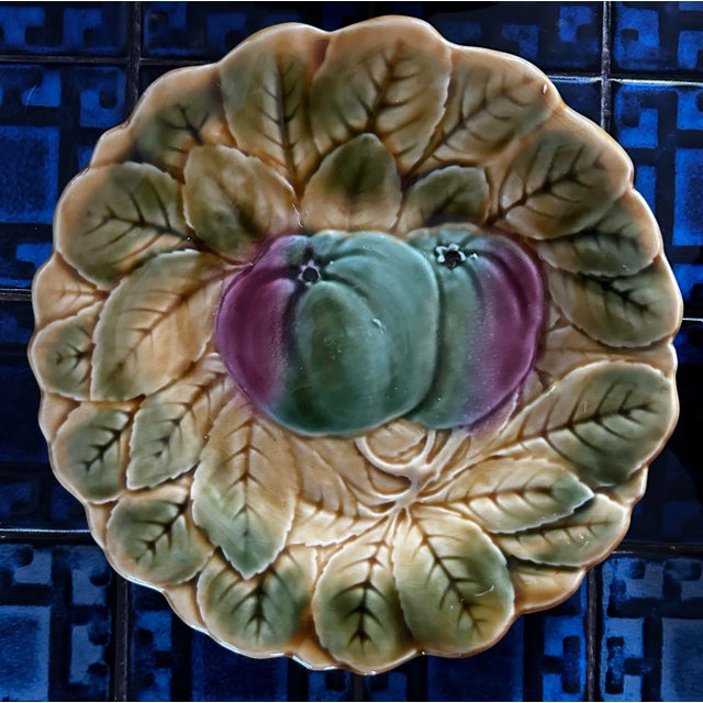 Set of Four French Majolica Figural Fruit Plates by De Sarreguemines For Sale In Philadelphia - Image 6 of 9