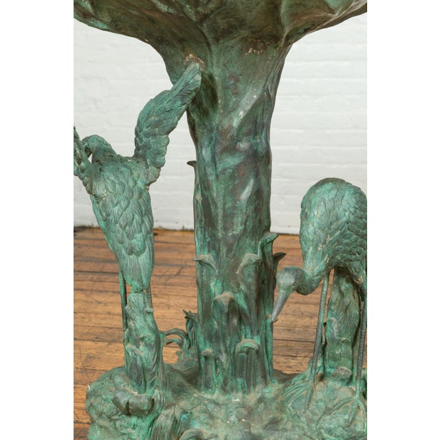 Metal Contemporary Cast Bronze Planters with Cranes and Verdigris Patina For Sale - Image 7 of 12