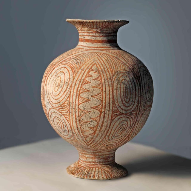 Tan Bai Chiang Thai Bichrome Pottery Vessel For Sale - Image 8 of 10