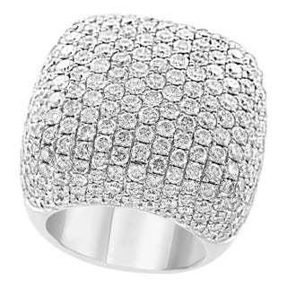 9 Carat Pave Diamonds VS Quality E Color Cocktail 18 Kt White Gold Ring Estate For Sale