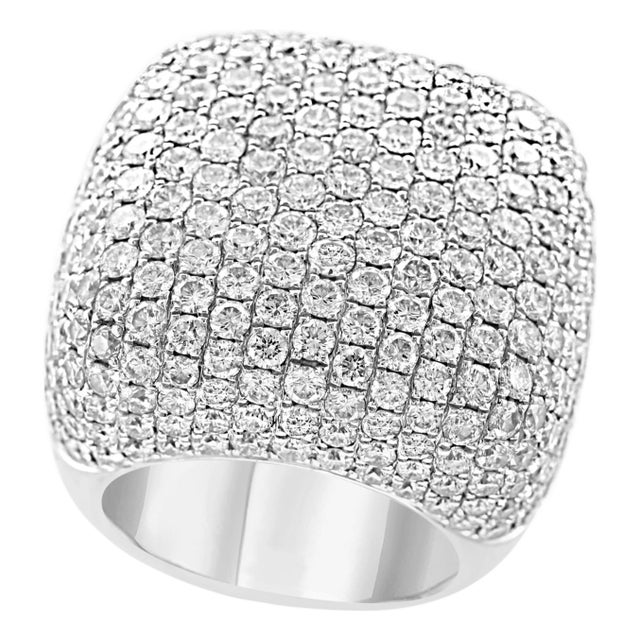 9 Carat Pave Diamonds VS Quality E Color Cocktail 18 Kt White Gold Ring Estate For Sale