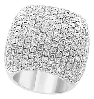 9 Carat Pave Diamonds VS Quality E Color Cocktail 18 Kt White Gold Ring Estate