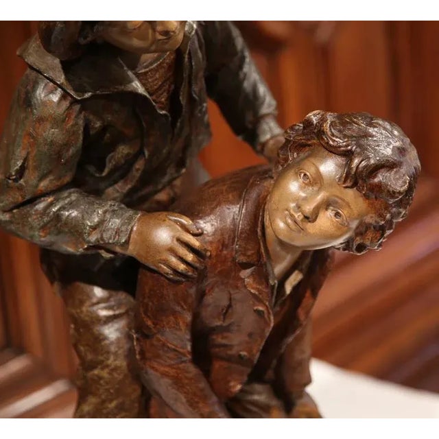 19th Century Belgium Polychrome Terracotta Sculpture For Sale In Dallas - Image 6 of 10