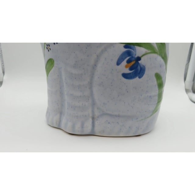 Blue Late 20th Century N. S. Gustin Folk Art Cat Hand-Painted Glazed Figurine For Sale - Image 8 of 12