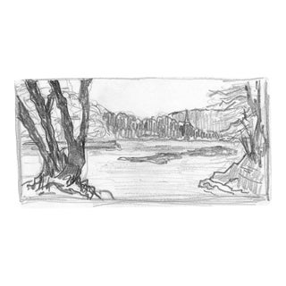 1980s Martha Stiles Miniature Landscape Drawing For Sale
