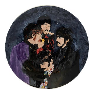 Vintage Hand-Painted Beatles Charger For Sale