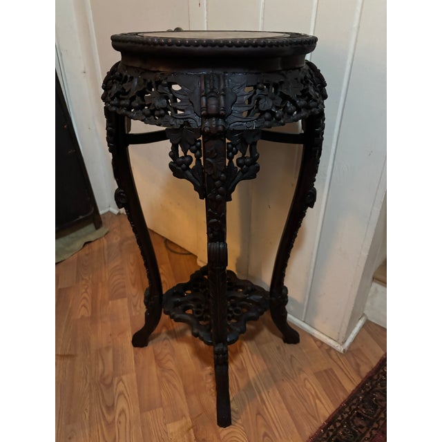 Antique Chinoiserie Rosewood Plant Stand For Sale - Image 4 of 12