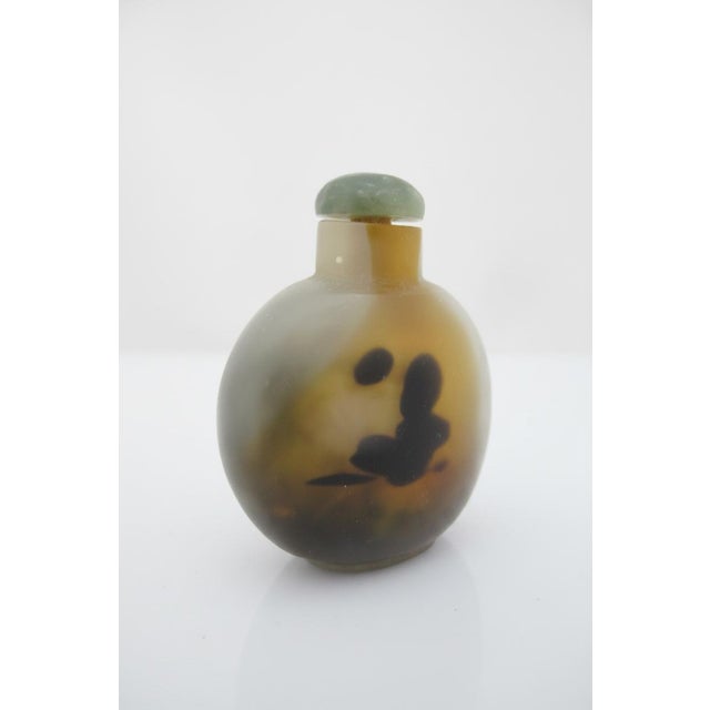 Antique Chinese shadow agate snuff bottle. Agate with natural dark inclusions forming a subtle lovely shadow or...