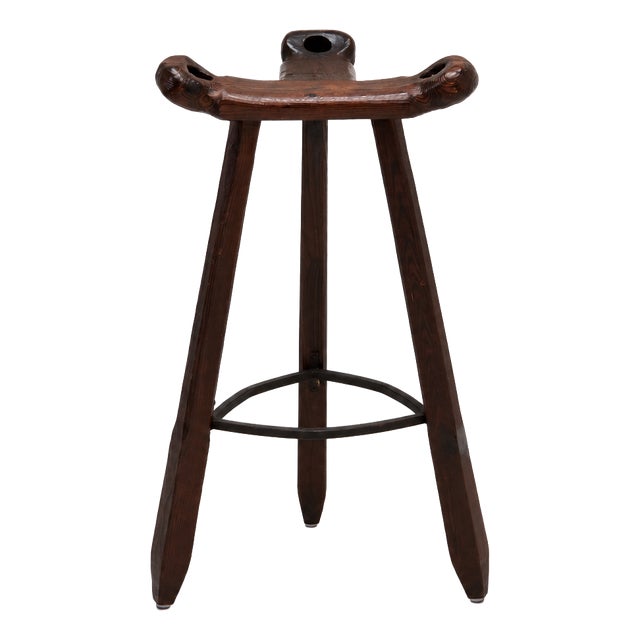 Vintage Brutalist Marbella Stool attributed to Sergio Rodrigues, 1970s For Sale