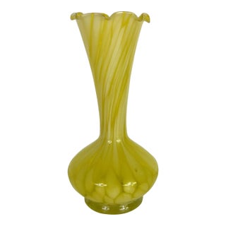 Murano Glass Yellow Swirl Vase For Sale