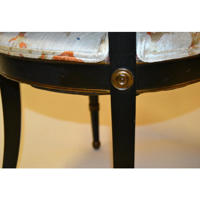 1940s American Intricate Diamond Pattern Back Armchairs in Black & Gold - a Pair For Sale - Image 10 of 13