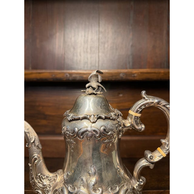 Mid 19th Century English Victorian Sterling Silver Tea & Coffee Service, Louis XV Pattern For Sale - Image 9 of 11