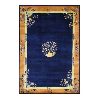 Pasargad Home Art Deco Blue Wool Area Rug, 4' 2'' X 6' 1'' For Sale