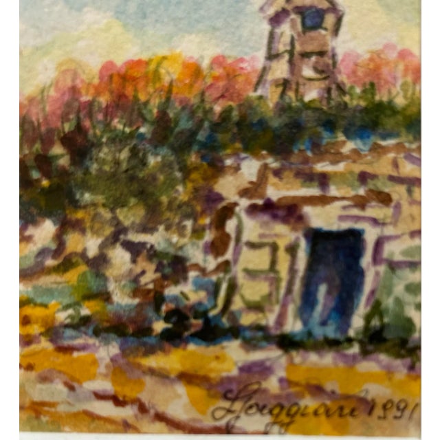 1990s Vintage Small Framed Italian Landscape Watercolor For Sale - Image 5 of 6