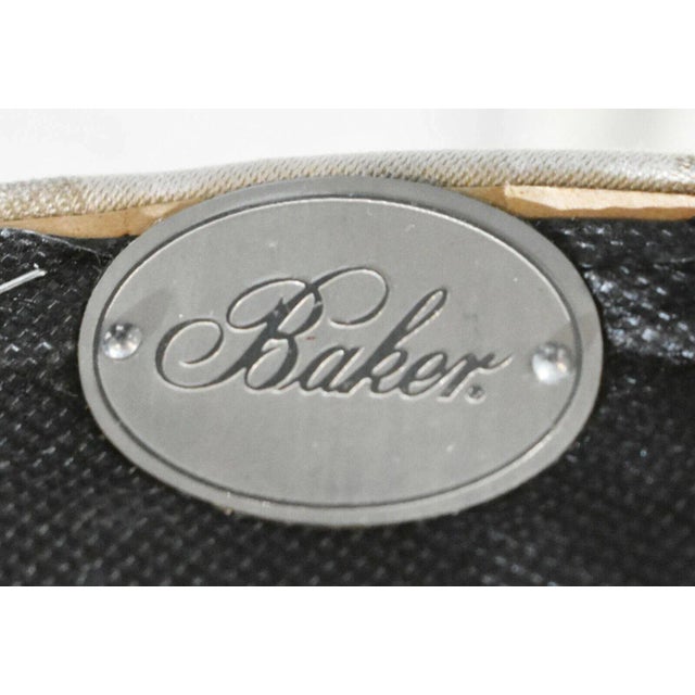 Baker Furniture Hollywood Regency Mahogany Arm Chair Gilt Accents Damask Fabric For Sale - Image 10 of 11