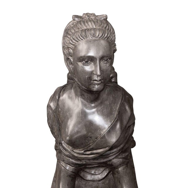 Stone Late 19th Century Pair French Stone Sphinx Figures of Madame De Pompadour For Sale - Image 7 of 14