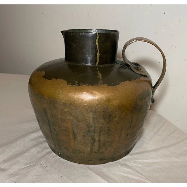 Rare Antique 19th Century Handmade Hammered Dovetailed Thick Copper Jug Pot For Sale - Image 14 of 14
