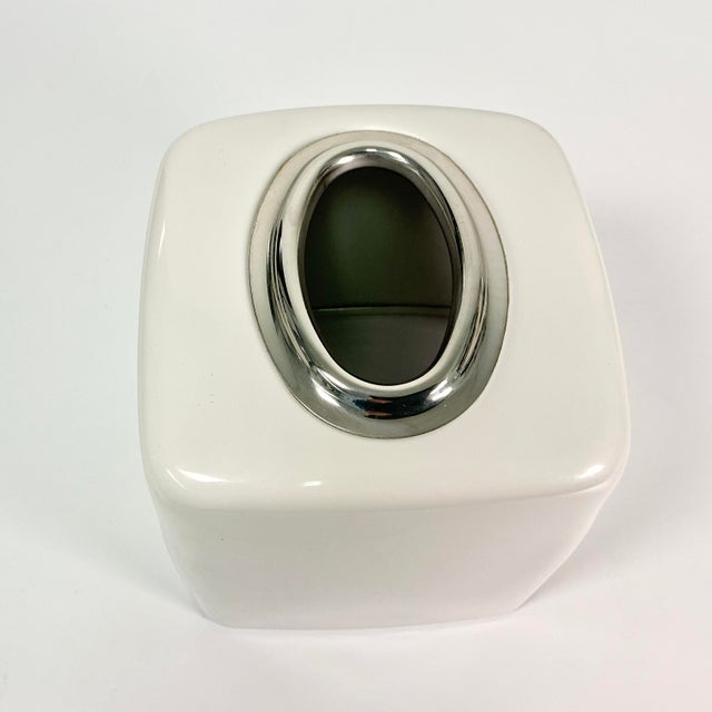 1980s Vintage Modern Contemporary Enameled Tissue Box Cover. For Sale - Image 9 of 11