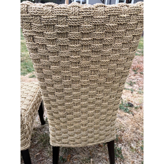 Pair of Handwoven Seagrass Dining Chairs | Organic Modern Coastal Style For Sale - Image 10 of 11