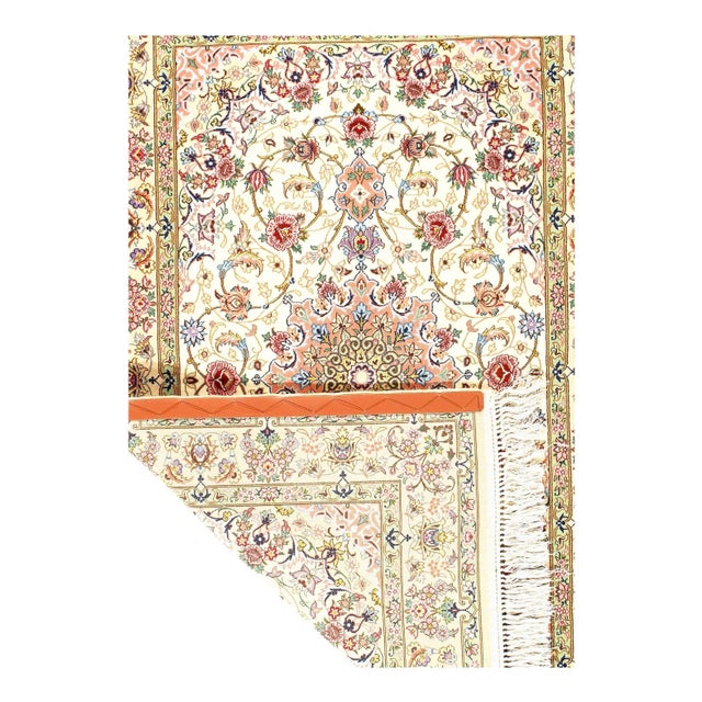 Traditional 2020s Ivory Persian Isfahan Silk & Wool For Sale - Image 3 of 4