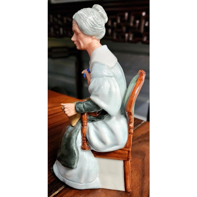 Ceramic Royal Doulton English "Embroidering" Fine Porcelain Figurine For Sale - Image 7 of 13