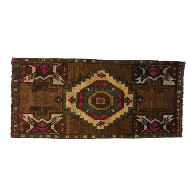 1960s Vintage Turkish Tribal Miniature Rug - 1′6″ × 3′2″ For Sale