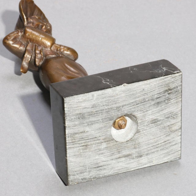 Antique 1910 Figural Bronze Portrait Sculpture of Young Girl For Sale - Image 6 of 8