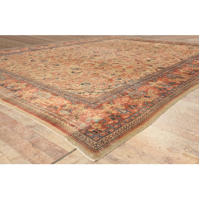 Beige Antique Persian Mahal Rug, 11'00 X 14'01 For Sale - Image 8 of 10