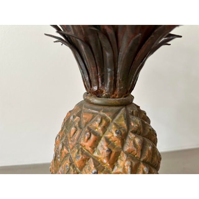 Polychrome Iron Pineapple Coffee Table with Glass Top, 1900 For Sale - Image 11 of 18