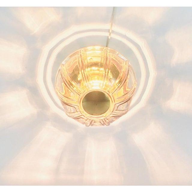 Mid-Century Glass & Brass Ceiling Light from Limburg, Germany, 1960s For Sale - Image 6 of 13