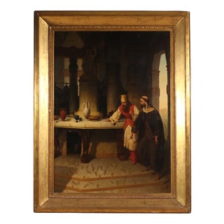 Carlo De Notaris, The Prophet Daniel Reveals the Deceit of the Priests of Baal to Cyrus, 1880, Oil on Canvas For Sale