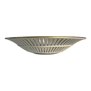 1950s KPM Christmas Reticulated Bowl With Hand Painted Central Floral Patterns For Sale