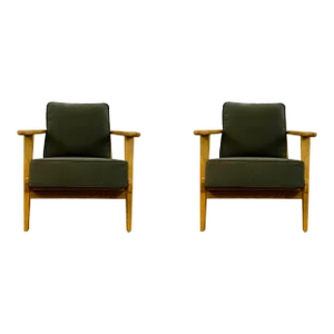 Mod Green Cotton Adirondack Lounge Chairs Pair