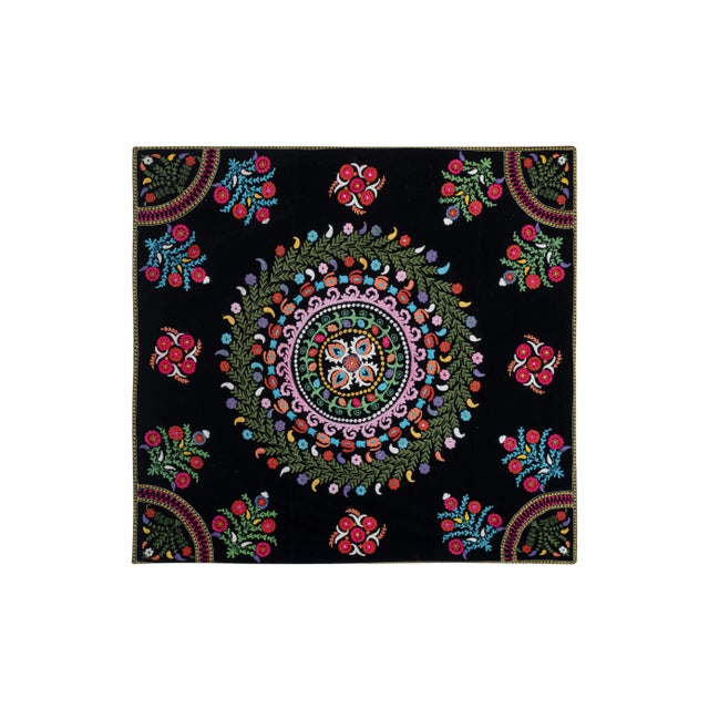 Suzani Velvet Wall Hanging Decor 6'6" X 6'10" Dimension; 78" x 81.9" inches / 198 x 208 Cm / 6'6" x 6'10" Material: cotton...