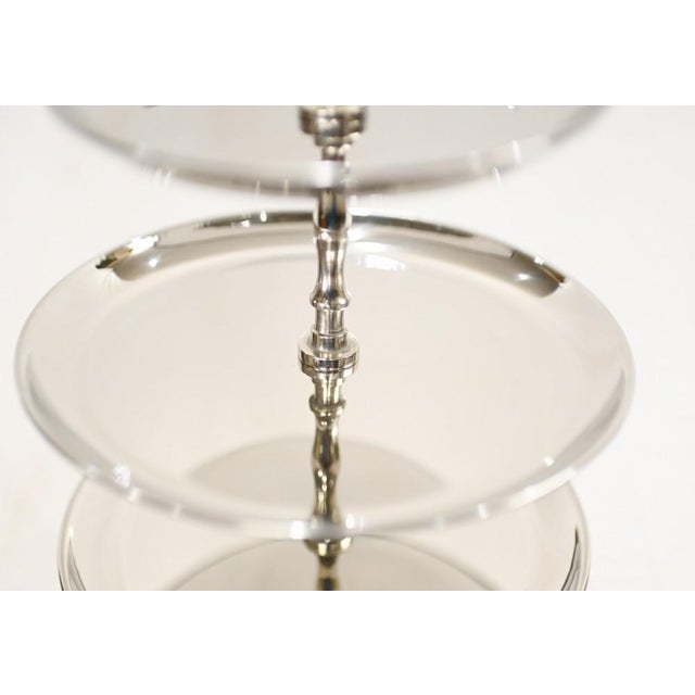 Metal Silver Plate Cake Stand 3 Tiered Afternoon Tea For Sale - Image 7 of 13