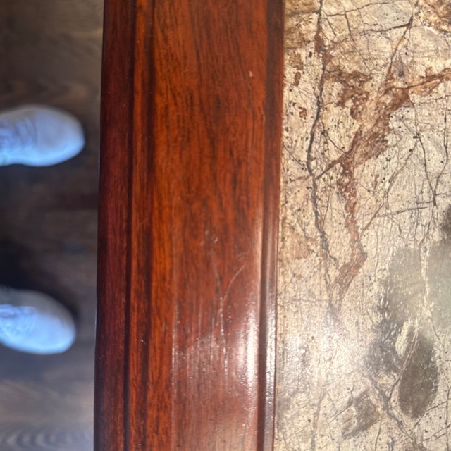 Metal Antique French Italian Console Table With a Hand-Forged Wrought Iron Base For Sale - Image 7 of 9