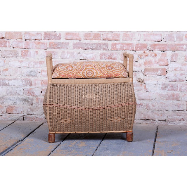 1940s Czech Art Deco Stool in Wood and Hemp, 1940s For Sale - Image 5 of 14