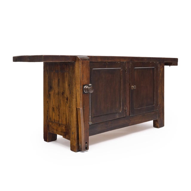French French Alps Chestnut Workbench, Circa 1850, Solid Wood For Sale - Image 3 of 9
